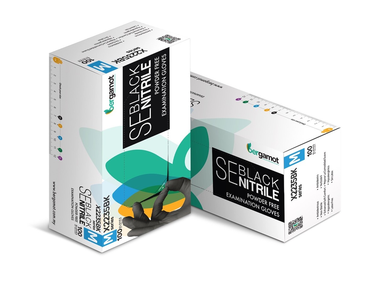 Black Nitrile Powder Free Premium Examination Gloves 100pcs S