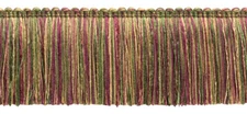 Green, Dark Claret, Oak Brown 3" Brush Fringe Trim [By the Yard]