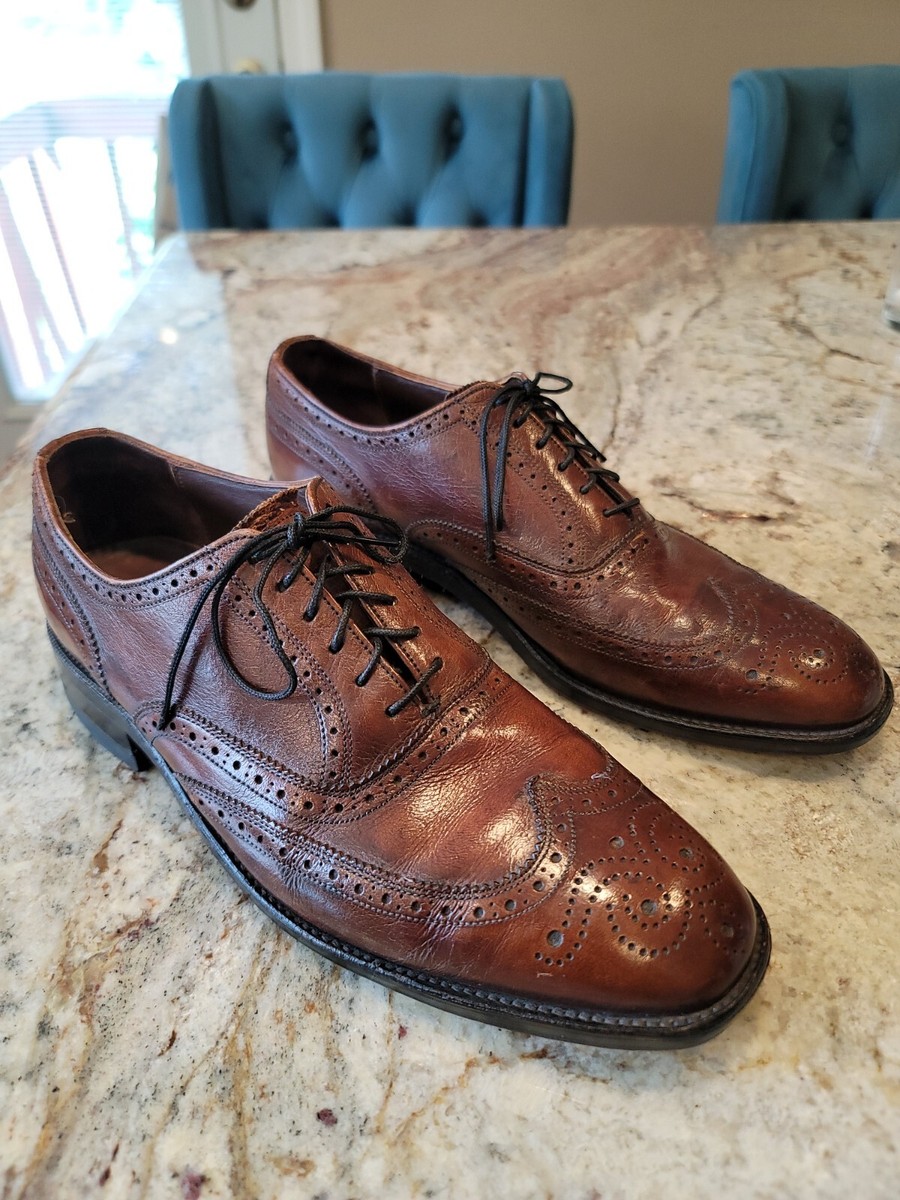 Freeman Free-Flex Mens Leather Shoes Wingtip Cognac Brown  display picture 1
