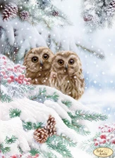 DIY Bead Embroidery Kit or Scheme Winter Owls Beadwork Beaded Craft Set