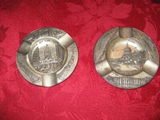 Vintage Souvenir Ashtrays New York City & Washing DC 2 Occupied Japan Metal Lot