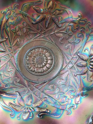 Nice Purple Northwood Carnival Glass Wishbone Pattern Bowl Collar Base - Picture 15 of 16