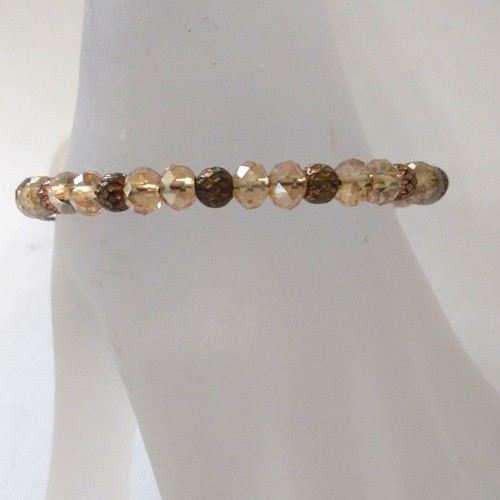 Alex and Ani Amber Colored Beaded Crystal Bangle Bracelet Brass Y2K Fairy Witch