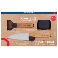 Opinel Le Petit Chef Kinder-Küchenmesser-Set mit Fingerschutz, 3-teilig, blau