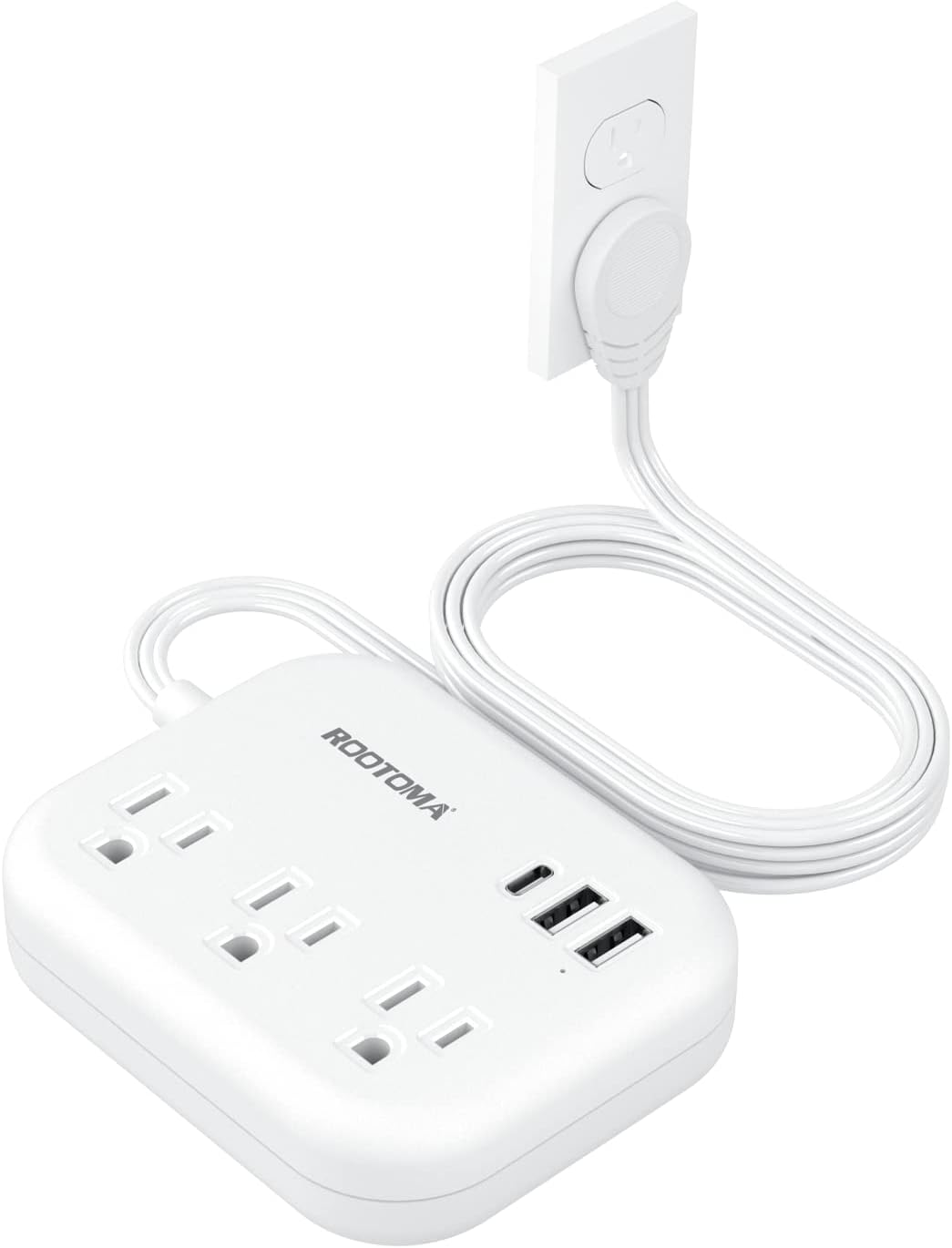 Flat Extension Cord 5 FT behind Furniture-Ultra Slim Cord under Carpet, Rug, Doo-image