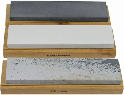 Arkansas Sharpening Stone Set - Wood Mounted 8''