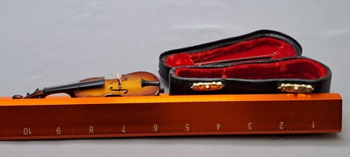 Miniatura Madera Tallada con Cuerda Violín e Arco Instrumento de Cuerda en Estuche 4.5"  - Imagen 12 de 12