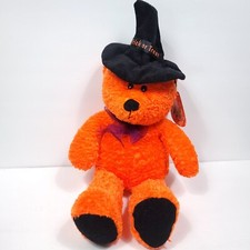 Halloween Witch Bear Trick Or treat Plush Orange Stuffed Animal 18" Sugar Loaf