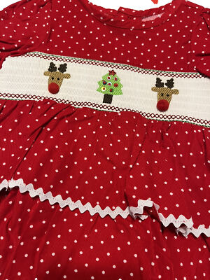 white christmas dresses Smocked Christmas Trees Short Sleeve Baby & Toddler Girl Dress – Carriage  Boutique