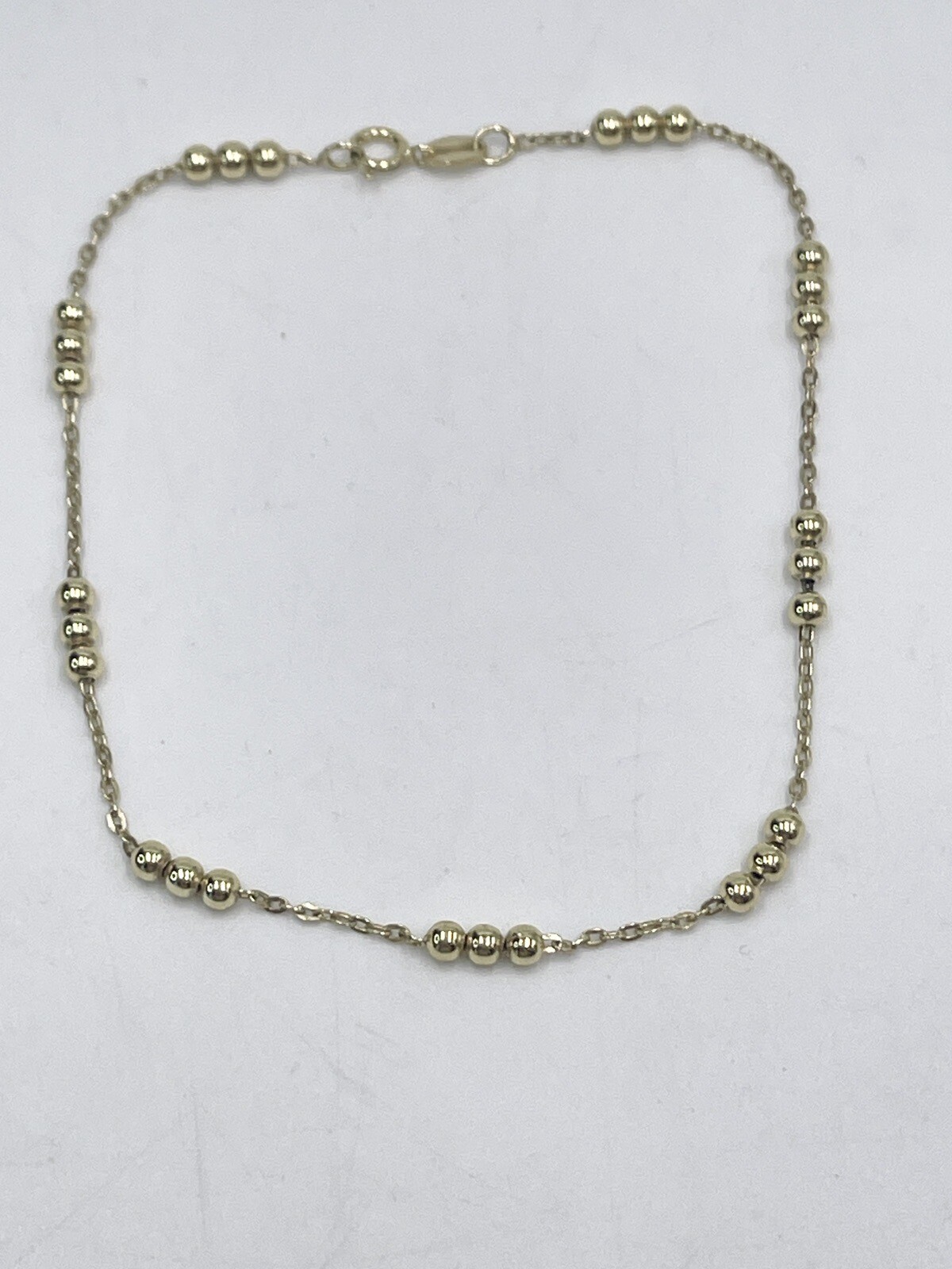 Anklet Sterling Silver Beads Italy Gold Vermille Marked MC Marsala 9”-image