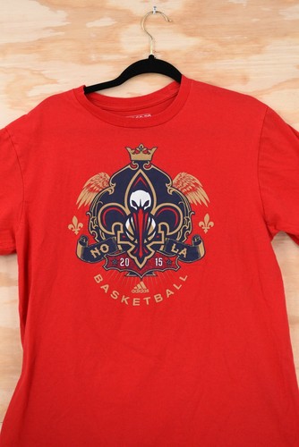 New Orleans Pelikane SELTEN!! 2015 Adidas Basketball Herren mittelrot T-Shirt - Bild 3 von 7