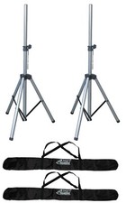 Audio2000'S AST4397P2 Two-Pack Silver Speaker Stands with Two Carrying Bags -New