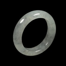 Size 6.5 Certified Grade A 100 Natural Black Green Icy Jadeite Jade Ring 04849