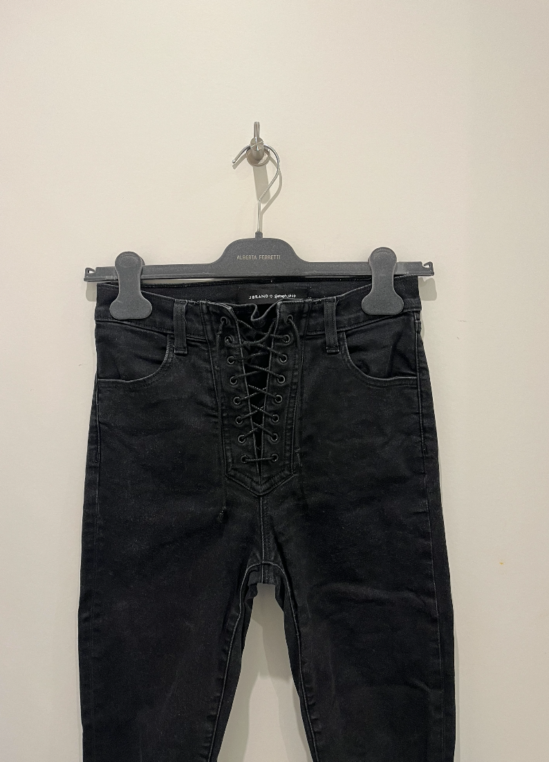 J Brand @steph_shep High Rise Lace Up Black Jeans Size 27