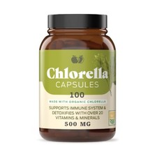 Organic Chlorella Powder Tablets - 100 Capsules 480mg