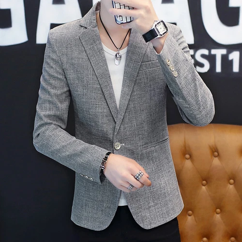 Men Work Blazer Jacket Casual One Button Slim Fit Suit Formal Coat Business Tops - Picture 9 of 21
