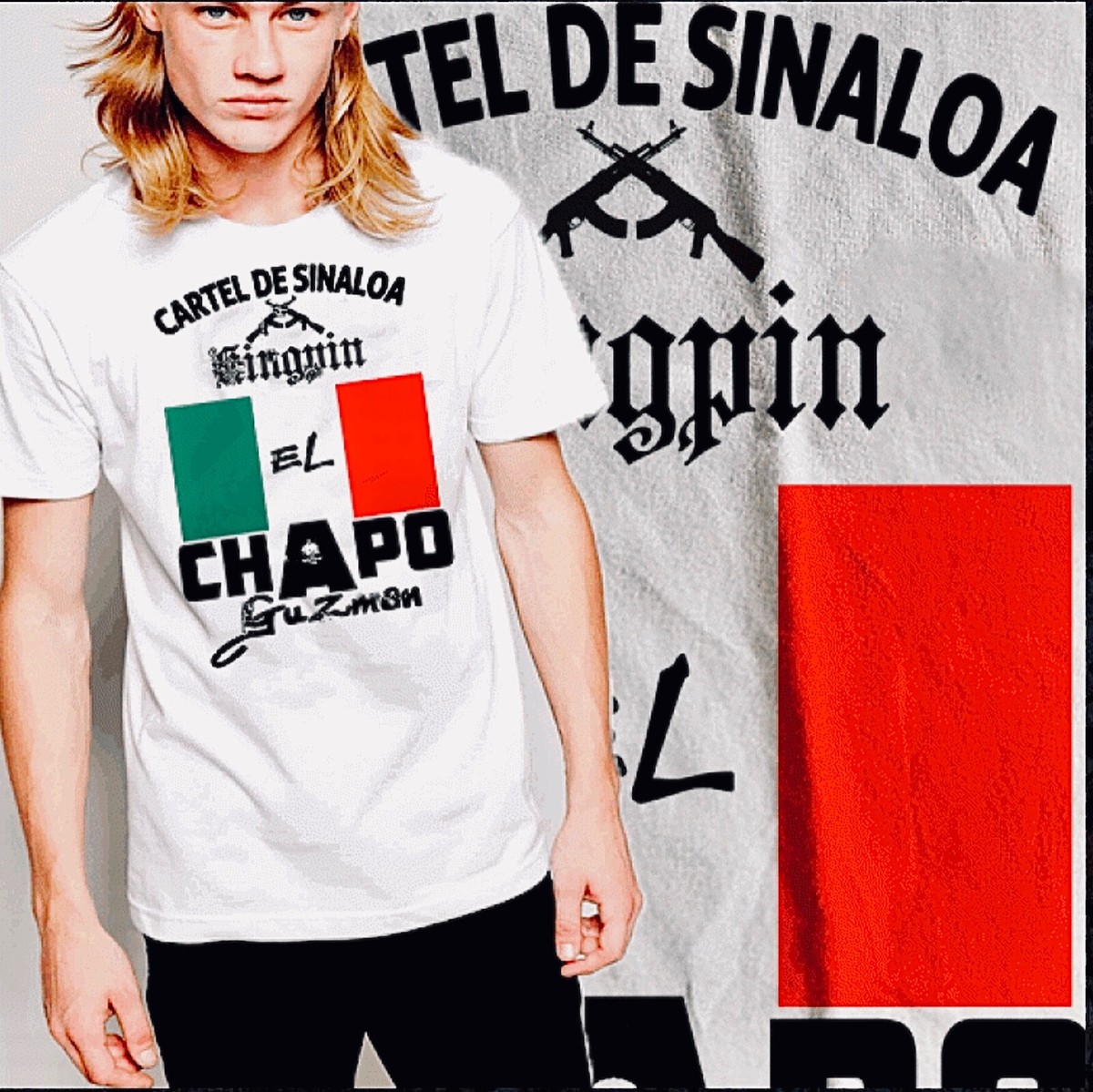 Suntee×Us×Sicario Cartel L/S T-Shirt XL Sicarios Standard T-Shirt - Sombrero Skeleton w/ Rose in Mouth