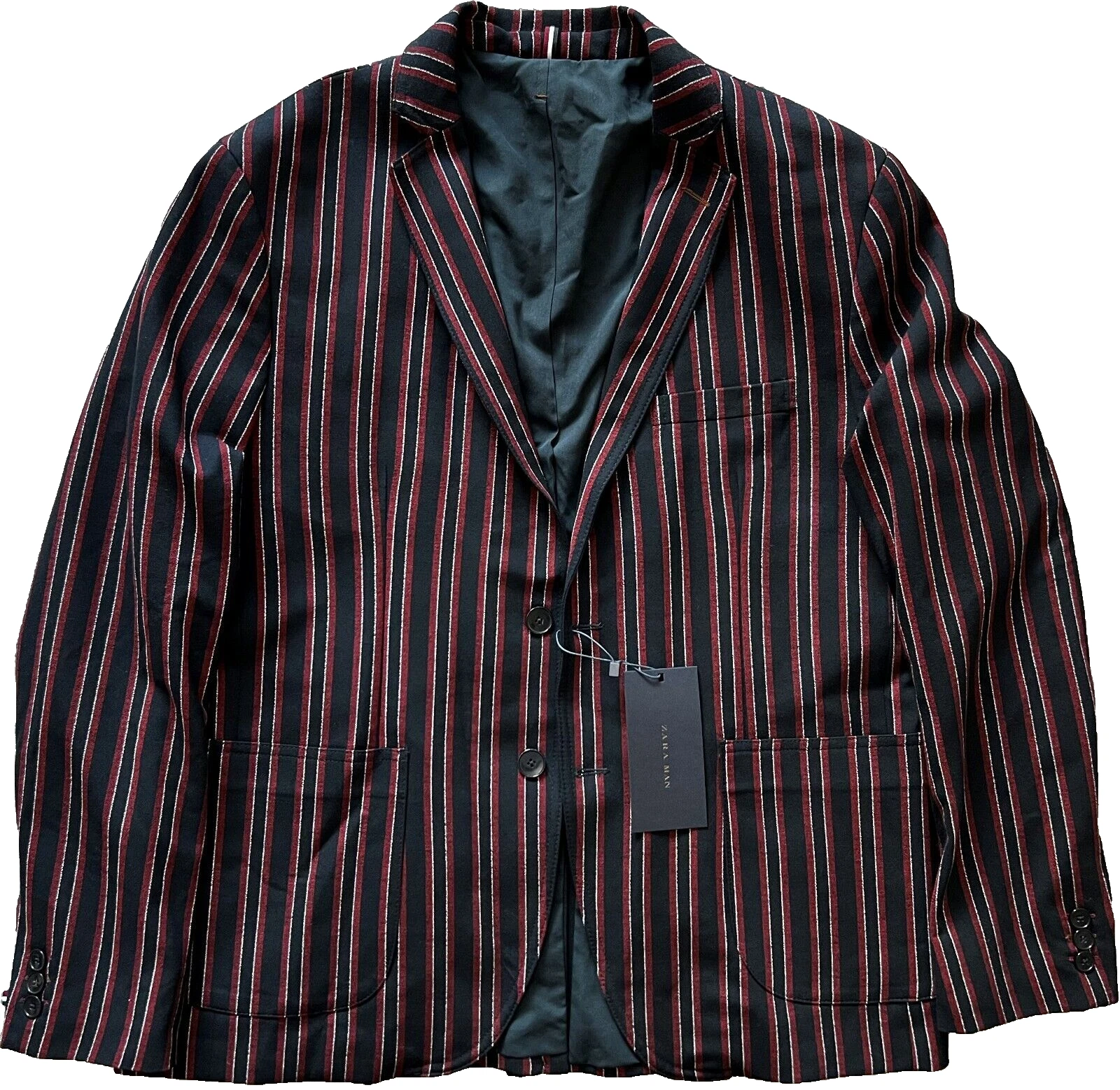 ZARA - Men's Navy Red Striped Stretch Casual Party Jacket Blazer - UK44R BNWT
Opens in a new window