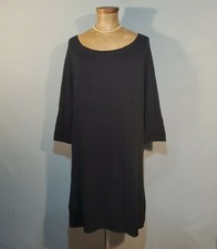 TAHARI "Gene" Rib Knit Sweater Dress Half Sleeve BLACK Large