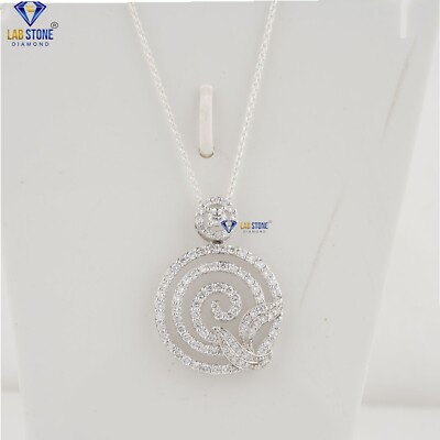 1.135 TDW Round Cut Labgrown Diamond Pendant With Chain 925 Silver Labstone