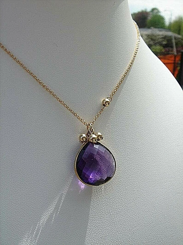 Goldkette mit Amethyst-Anhänger im Kugel-Design, Gold Filled - Bild 3 von 4