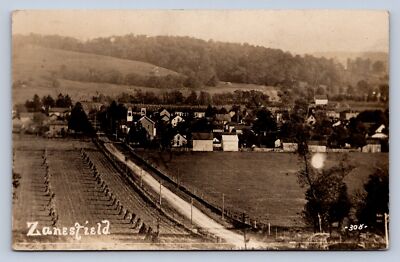 K8/ Zanesfield Ohio RPPC Postcard c1910 Logan County Birdseye Stores 295