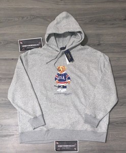 polo bear hoodie grey