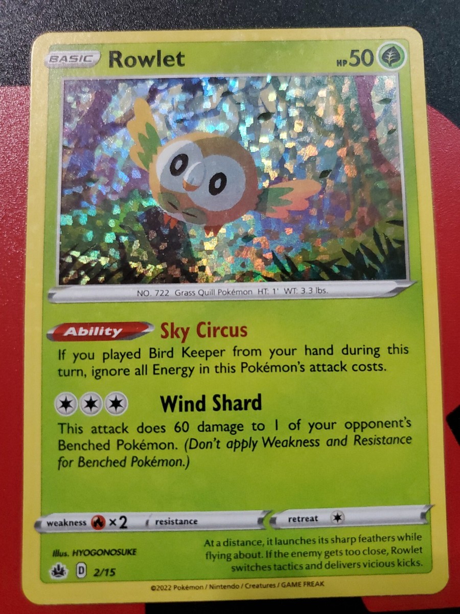 rowlet pokemon card value mcdonalds Rowlet Holo McDonalds 25th Anniversary 7/25, NM Pokemon Card main image 1