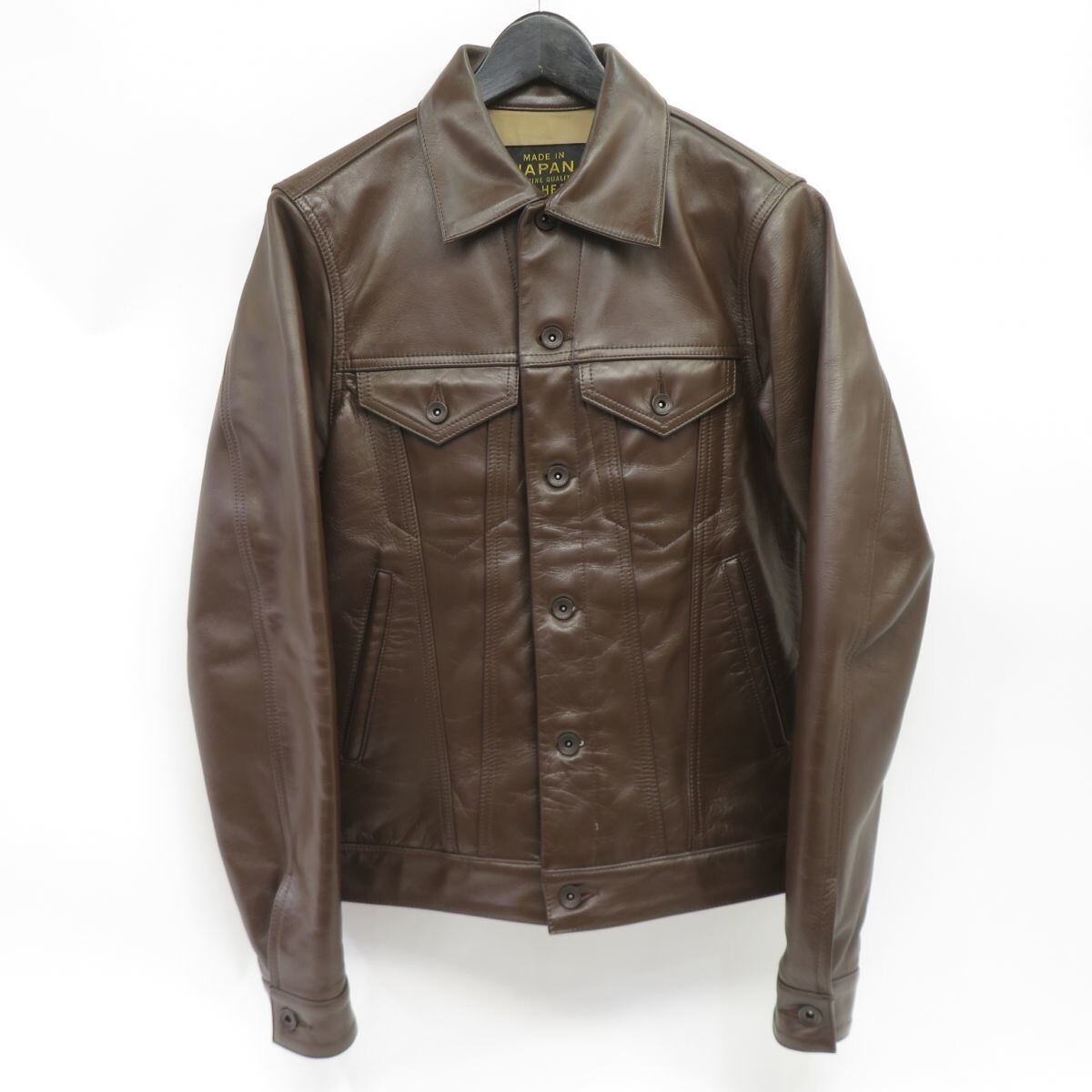 IRON HEART Horsehide Leather Trucker Jacket Size 36 B… Gem