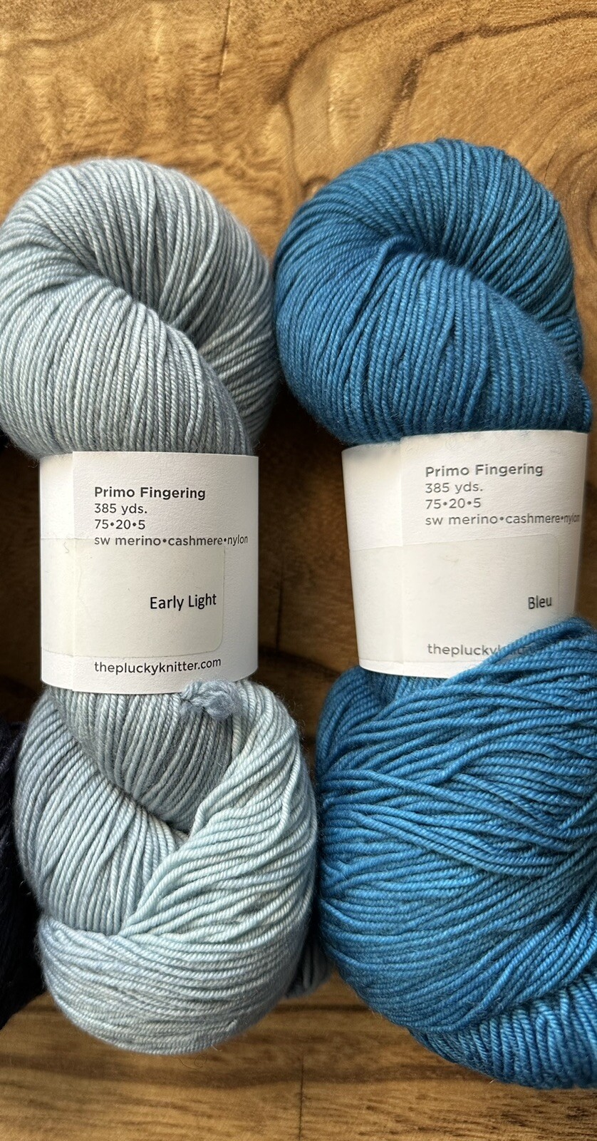 Two Skeins Plucky Knitter Primo Fingering MCN Yarn Merino, Cashmere