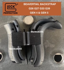 GLOCK BEAVERTAIL BACKSTRAP SET Polymer BLACK for GLOCK 26 27 Gen 4 & Gen 5