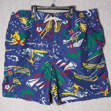 Polo Ralph Lauren Aloha Print Swim Trunks Mens 3XB Blue Tropical Surf