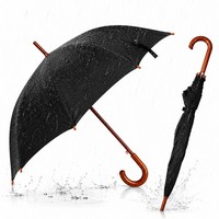 Automatic Opening Classic Crook Handle Large Umbrella Rainproof for unisex