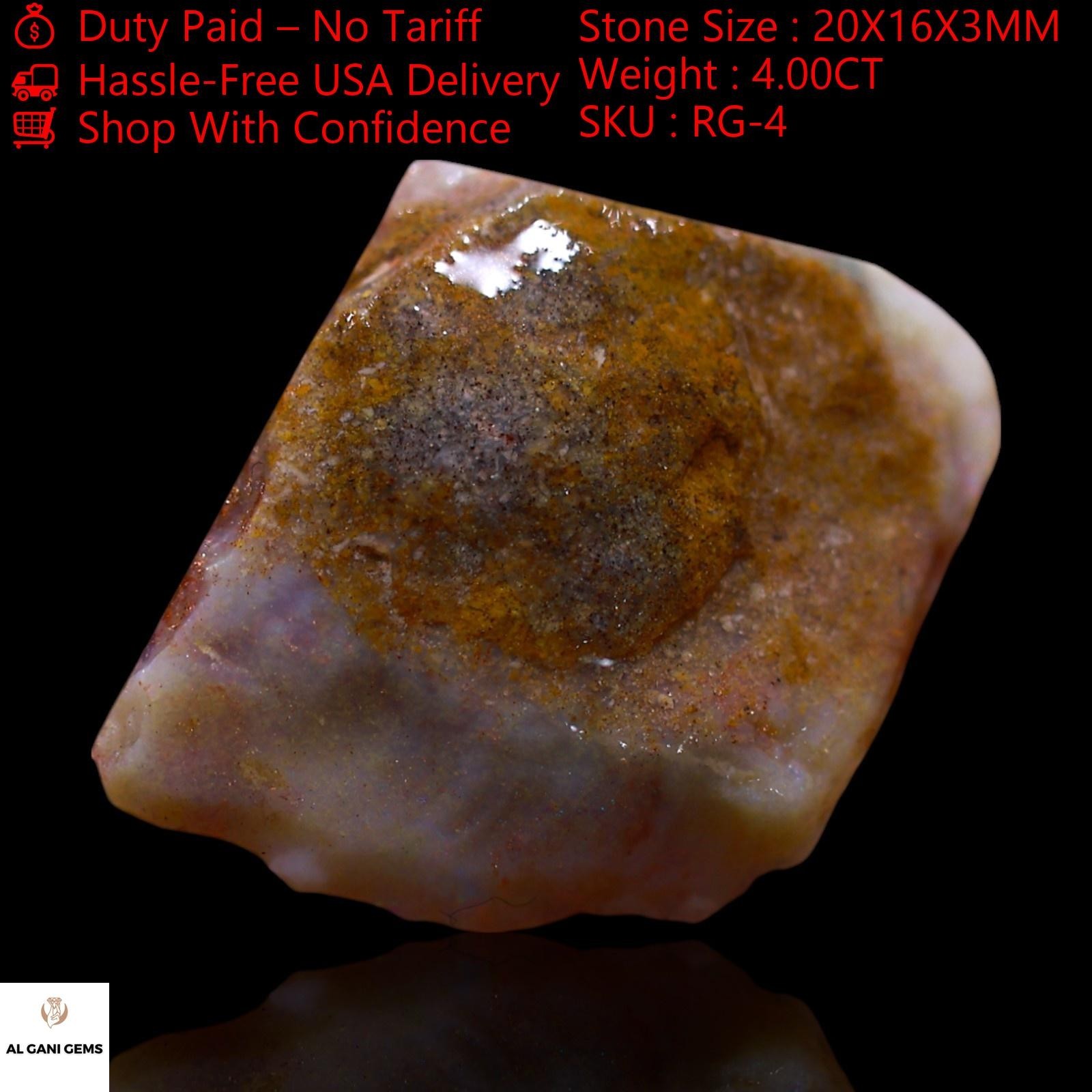 4.00 Cts Natural Fire Opal Astrology Rough Gemstone Necklace Supply 20x16x3 mm