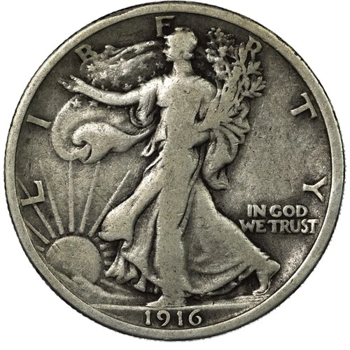 1916-P Philadelphia Walking Liberty Half Dollar 50C Fine FN F+