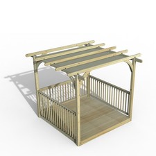 Forest 2.4 x 2.4m Wooden Pergola Decking kit 3 x Balustrade with/out Canopy