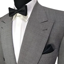 Joseph Abboud Double Breasted Blazer Mens 41R Black White Houndstooth Peak Lapel