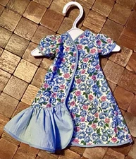 Vintage 60’s Factory Made Multi Blue Patterned Doll Robe
