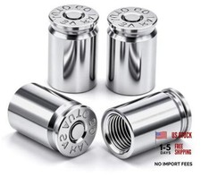 4PCS Bullet Shell Tire Valve Stem Caps, Aluminum Alloy Car 4 pcs Bullet-Silver