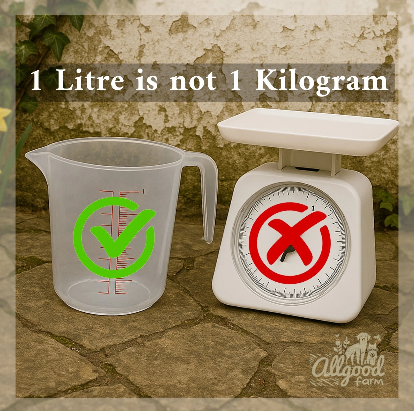 one litre does not equal one kilogram