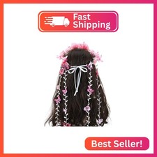 PartyforU Pink Flower Crown Headband - Floral Fairy Headpiece Bohemian Vine Flow