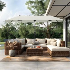 13FT Double-Sided Outdoor Sun Shade Backyard Patio Umbrella Market Umbrella