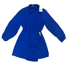 Zara NEW Royal Blue Long Sleeve Romper Medium Elegant Holiday Cocktail Party