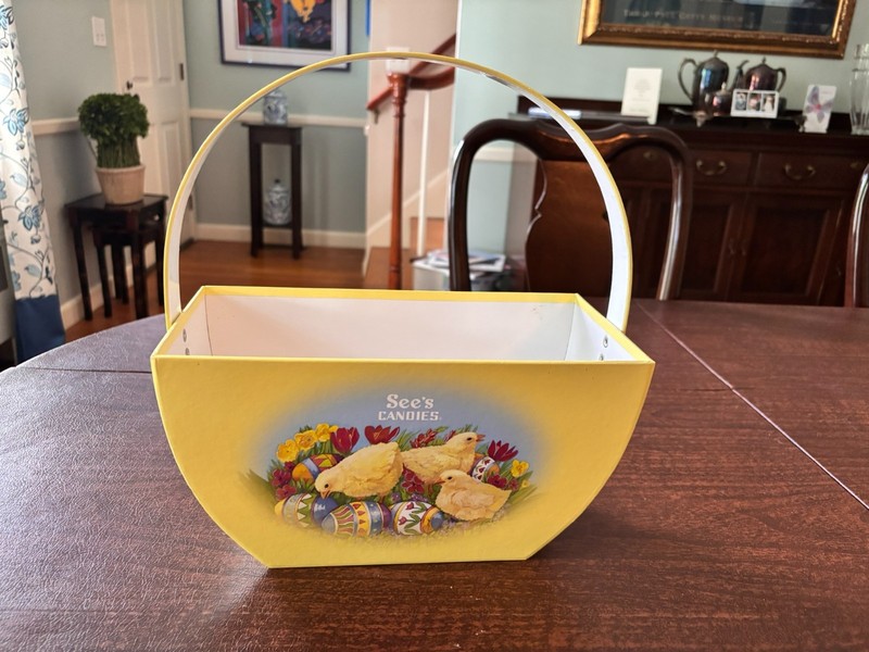 SEE'S Candies Easter Basket - Baby Chicks and Easter Eggs 12 Inches - Very RARE