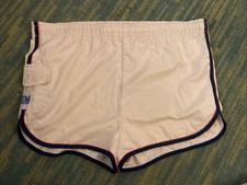 Vintage 80  s Laguna Men  s Lined Swim Trunks Size Large White Made USA pocket