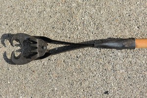 Vintage Fishing Gaff - Approximate 58" Overall with Sharp 12" Metal Clamp Spring