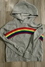 Crewcuts Gray Hooded Sweatshirt With Rainbow Appliqu ; Girls Size 8 NWOT