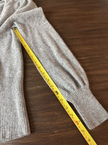 100% Cashmere Sweater Women’s S/M Puff Sleeve Gray By U-Knit - Picture 5 of 9