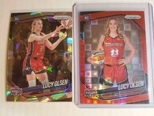2025 Prizm Lucy Olsen /199 Red Pandora + Cracked Ice RCs Mystics WNBA