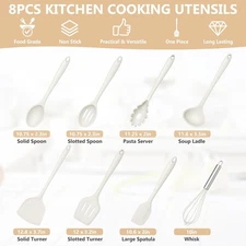 Silicone Utensils Set 8PCS Heat Resistant Cooking Tools Dishwasher Safe